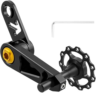 for Bike Chain Tensioner Single Speed Converter with Floating Pulley and Spring Adjustment, Aluminum Alloy and Stainless Steel for Mountain and Road Bicycles, Black