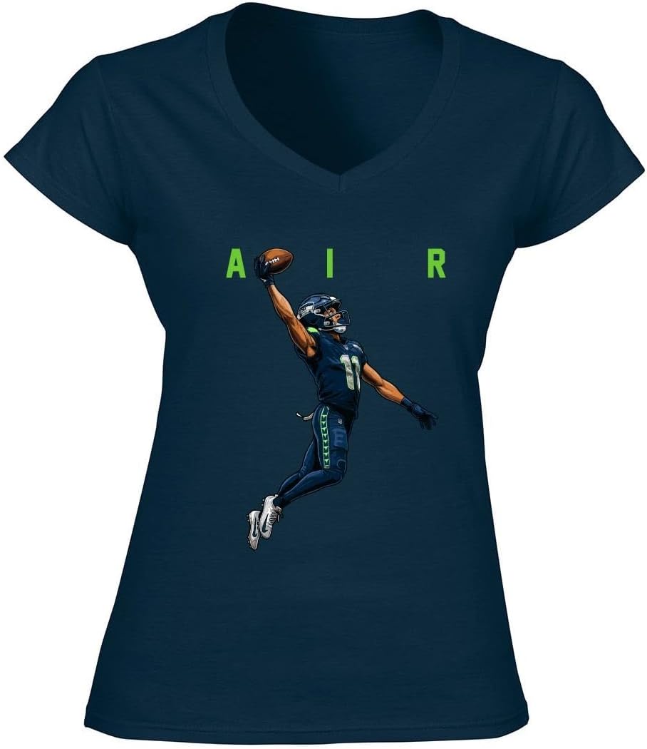 Jaxon Smith Njigba JSN AIR Seattle Ladies V-Neck Shirt T-Shirt Adult XL Blue