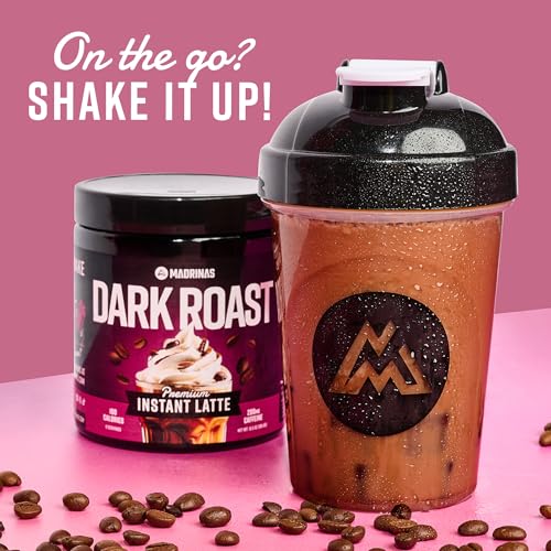 Premium All-Natural Dark Roast Instant Coffee Cold Brew Latte Mix - 10 Servings - High Caffeine, Rich & Flavorful, Gluten-Free, Convenient | MADRINAS