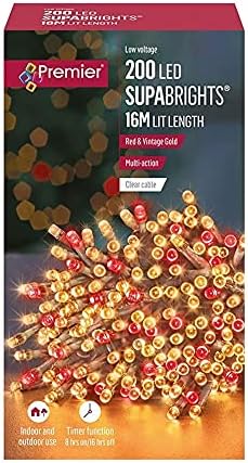 Premier 200 Vintage Gold and Red Supabrights Multi Action LED String ...