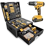 Sundpey 267-Piece Tool Kit with Drill - Basic General Home Complete Repair Portable Tool Set with 21V Cordless Drill & 2.0Ah Battery & Charger in Drawer Storage Toolbox for Apartment Office Garage