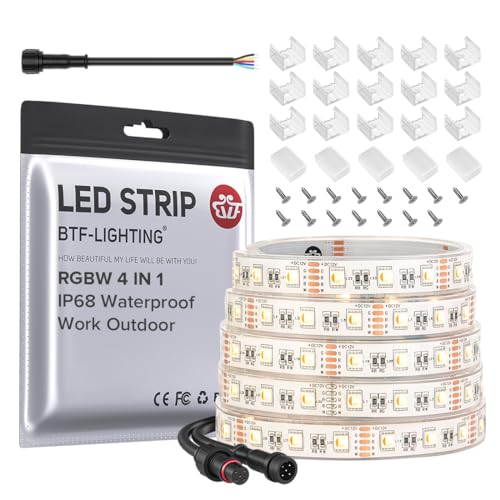 Image of BTF-LIGHTING RGBW LED Strip IP68 Waterproof Warm White DC12V 16.4FT 300LED