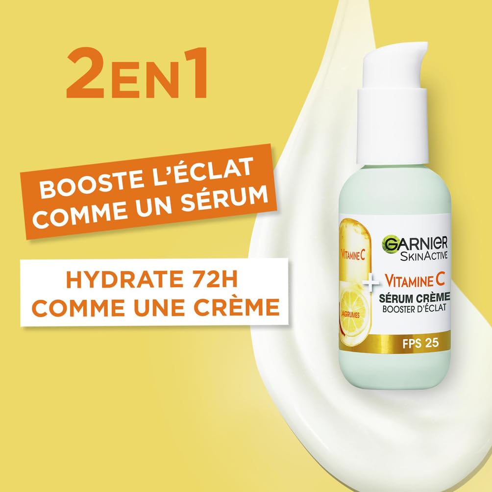 Garnier - Coffret Routine Eclat 3 Produits - Enrichie en Vitamine C - Pour les Peaux Ternes - Sérum Crème Visage (50 ml), Masque Tissu Hydratant, Eau Micellaire Tout en 1 (400 ml)
