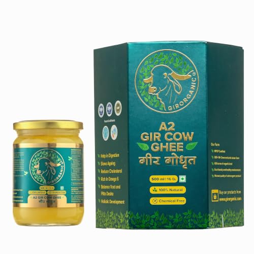 Image of GirOrganic A2 Ghee Butter Organic Grass Fed | Healthy Butter Alternative A2 Ghee Organic Grass Fed for Cooking & Daily Use, Keto Friendly, Non-GMO & Lactose-Free, 16 Oz