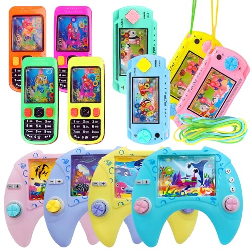 12 Pièces Console Eau Anneaux Jeux de Voyage et de Poche Mini Jeux d'eau à Anneaux (Couleur...