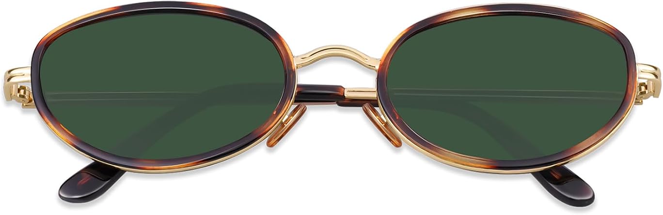 knliwkm Retro Oval Sunglasses for Women Men Small Cute 90S Chic Sunnies Y2K Trendy Gold Frame