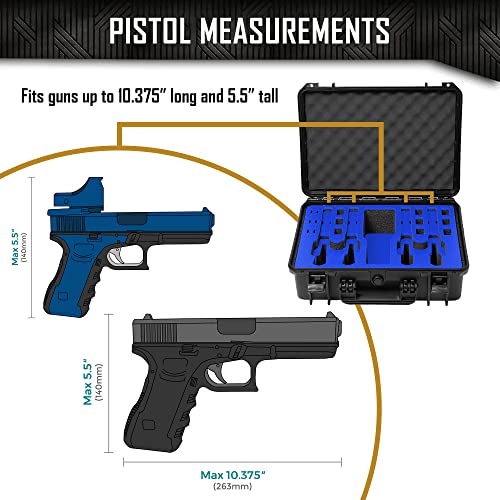 4 Pistol 12 Magazine Doro Gun Case With Custom Mycasebuilder Foam Insert | Waterproof, Heavy Duty | Tactical Firearms, Ammunition And Accessory Holder | Hard Gun And Magazine Case | 18 X 14 X 7 Inches #TOP6