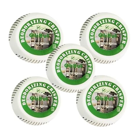 Round Fridge Deodorizer (5 Pack) Natural and Unscented Activated Charcoal Refrigerator Deodorizer - Fridge Odor Eliminator for Freezers, Coolers Cover