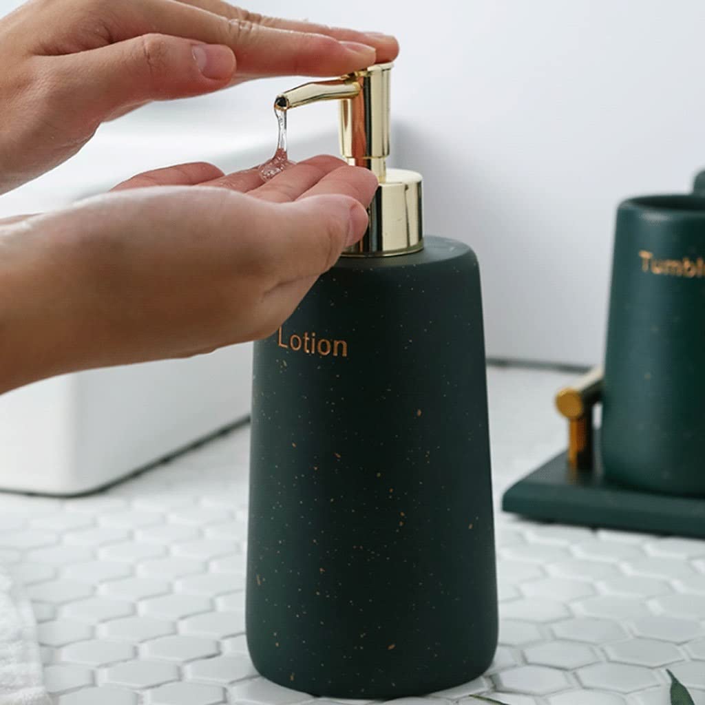 Dispensador de jabón, dispensador de loción de Resina, Accesorios de baño de Moda Juego de 5 Piezas para Cocina, baño, lavandería