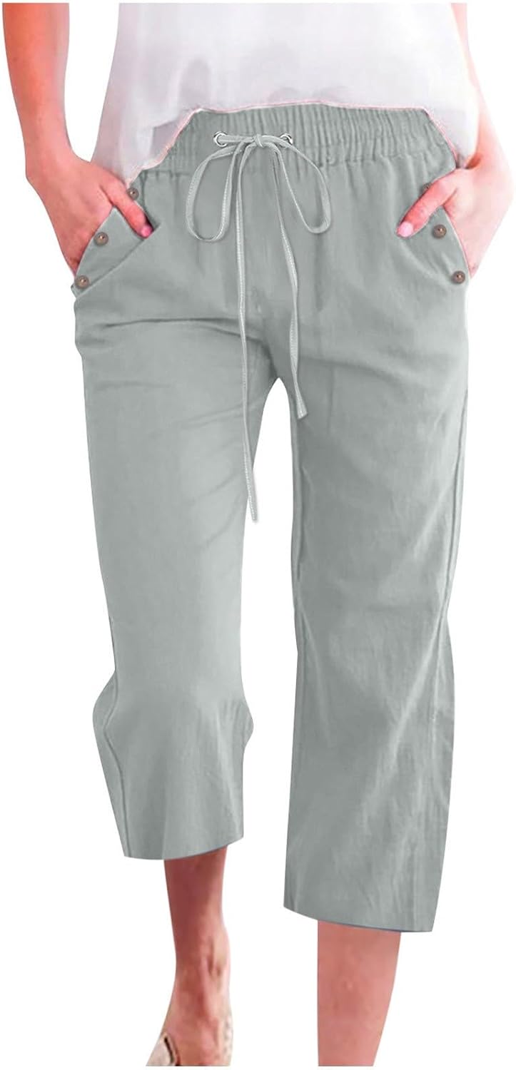 Pinocchietti Donna Estivi Cotone e Lino Al Ginocchio Capri Bermuda Eleganti Casual Larghi Pantaloni 7/8 Taglie Forti Elastico Shorts Donna Leggeri Comodi Vita Alta Pantaloncini da Spiaggia con Tasche Pinocchietti Donna Estivi Cotone e Lino Al Ginocchio Capri Bermuda Eleganti Casual Larghi Pantaloni 7/8 Taglie Forti Elastico Shorts Donna Leggeri Comodi Vita Alta Pantaloncini da Spiaggia con Tasche