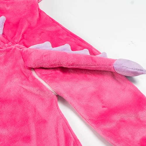 LOLANTA Unisex Baby Dinosaur Costume, Toddler Hooded Animal Fancy Dress, Flannel Union Suit, Pink, 15-18 Month, Tag 80 - Image 3