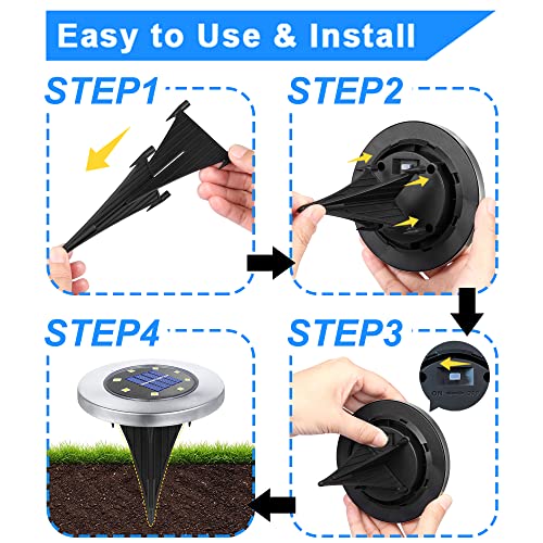image for Rayolon Solar Ground Lights, 4 Packs Waterproof Solar Garden Lights, U
