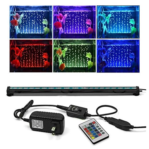 KAPATA Aquarium Bubble Light, Fish Tank Light Underwater LED Lighting with 24key Controller 16 Colors and 4 Color Changing Modes for Fish Tank 52CM/21inch