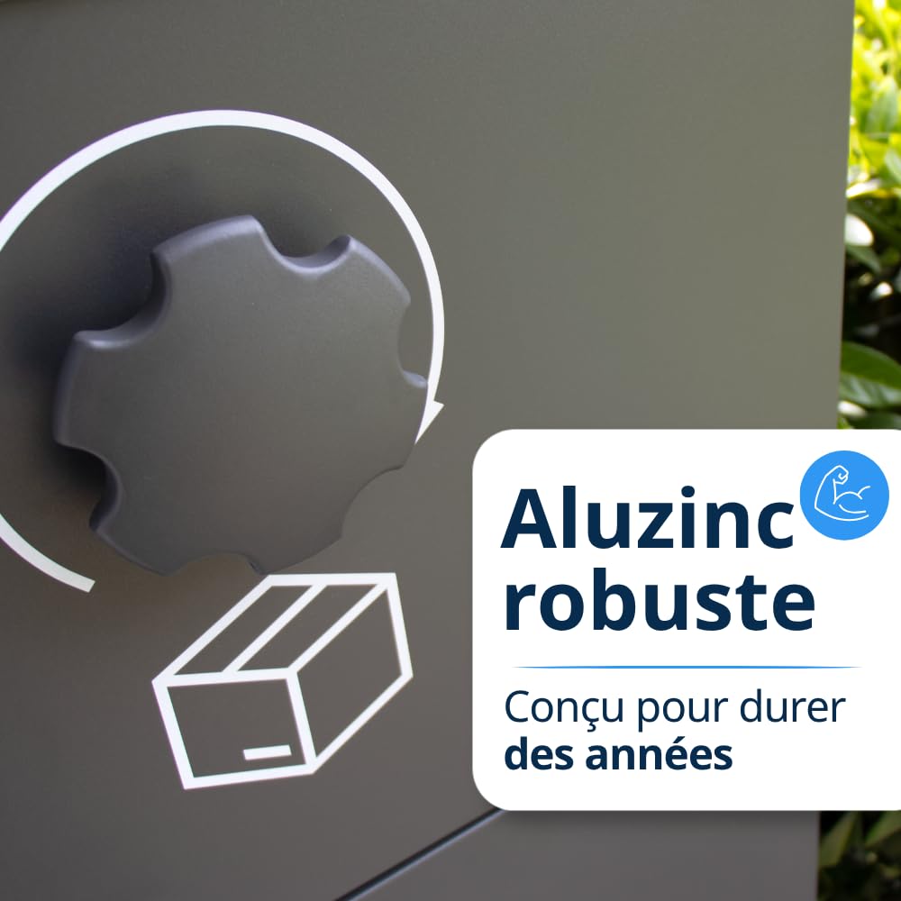 XL Noir - Réception de Colis Sûre et Facile - Boîte à colis et lettres - Colis Perdu - Matériau très robuste - Montage au sol ou au mur - Garantie de 5 Ans - Boîte aux lettres colis