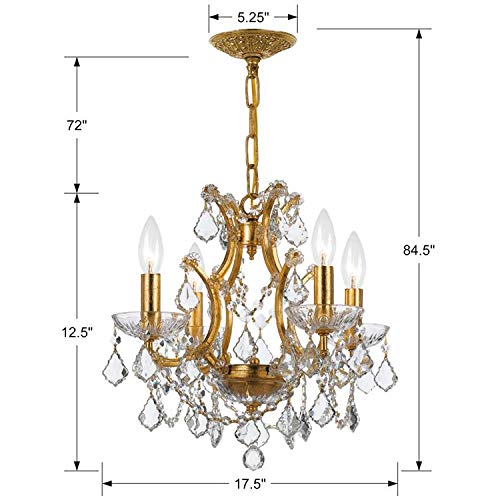 Filmore 4 Light Crystal Gold Mini-Chandelier - Ceiling Light Fixture - Chandeliers For Hallway, Living Room, Foyer, Farmhouse - Indoor Modern Chandelier #TOP4
