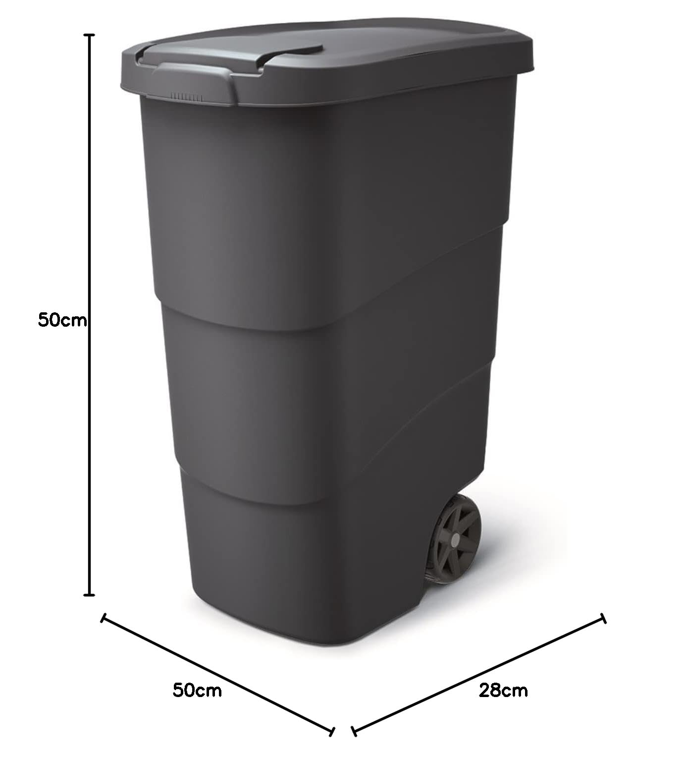 Prosperplast Wheeler Müllbehälter mit Rädern und Deckel Mülltonne Müllgroßbehälter Großmülltonne Universaltonne Kunststoff Anthrazit (90L)