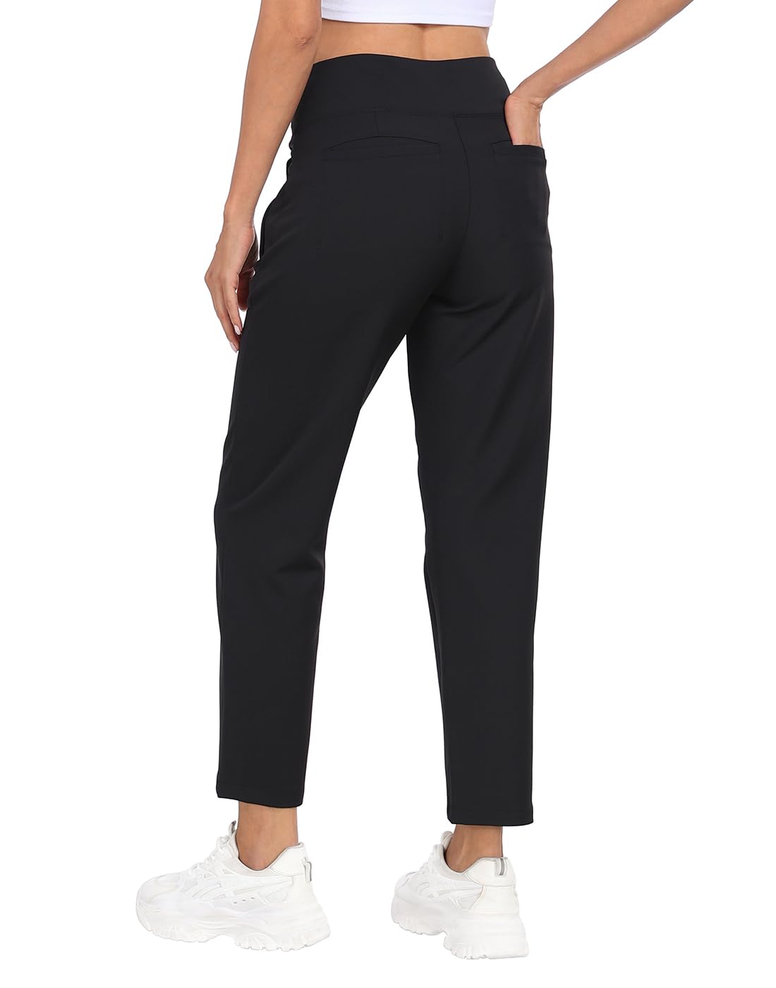 HDE Damen-Reisehose, hohe Taille, Stretch, Arbeit, Golf, Wanderhose mit Taschen