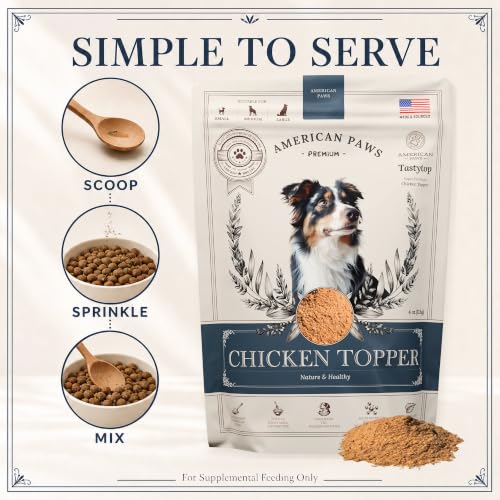 Image of American Paws All-Natural Chicken Dog Food Topper - High Protein Pure Chicken Breast Flavor Enhancer for Picky Eaters, 4 oz Pouches (Pack of 2), Sourced and Made in USA