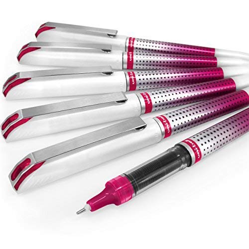Uni-Ball UB-187S Vision Needle Rollerball Pen – 0.7mm Needle Point – Pack of 6 – Wine Red