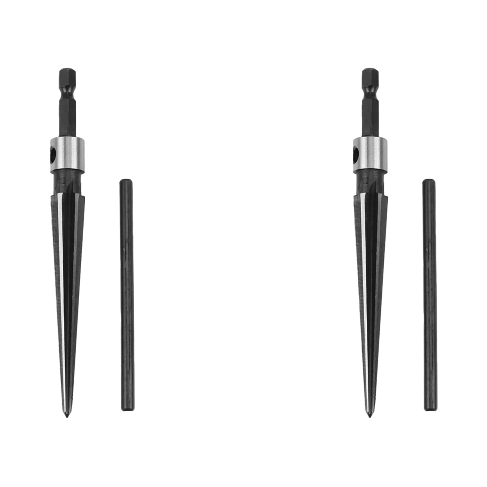 Jnchdghwa Black & Silver 2X Taper Reamer 3-13Mm Hex Shank Reamer Fluted Hand Held Steel Bridge Pin Hole Chamfer Woodworking Cutting Tool