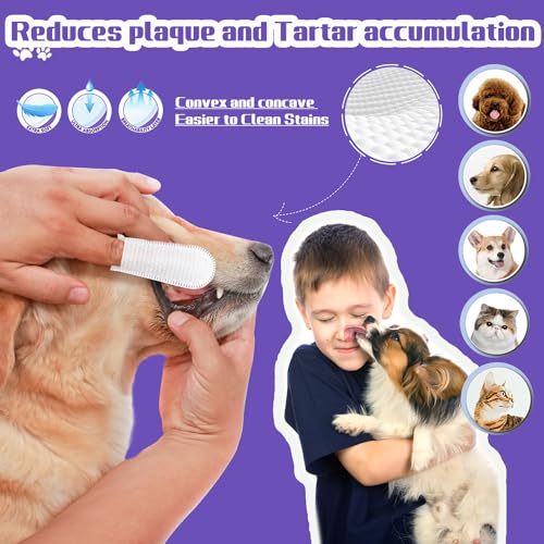 Image of 55 Counts PET Teeth Cleaning Wipes for Dogs & Cats,Dog Dental Wipes for Reducing Plaque & Tartar, Gentle Dental and Gum Care Finger Pet Wipes (55PCS-Teeth Cleaning Wipes)