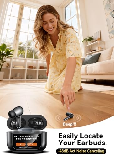 Image of Wireless Earbuds, Smart Touchscreen Ear Buds, ANC Headphones, Bluetooth 5.4