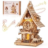 Robotime Puzzle 3D Kuckucksuhr aus Holz für Erwachsene, Modell-Kit zum Bauen, funktionierende Uhr mit Kuckucksound, Dekoration für Zuhause, Geschenk für Jugendliche und Erwachsene, LC901 (Farbe Holz)