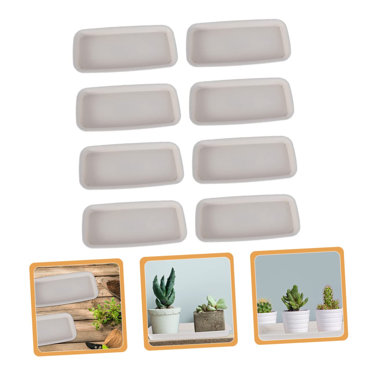 ibasenice 8piezas Platos para Plantas De Interior y Exterior Bandejas Rectangulares Bandejas De Drenaje Resistentes y Duraderas