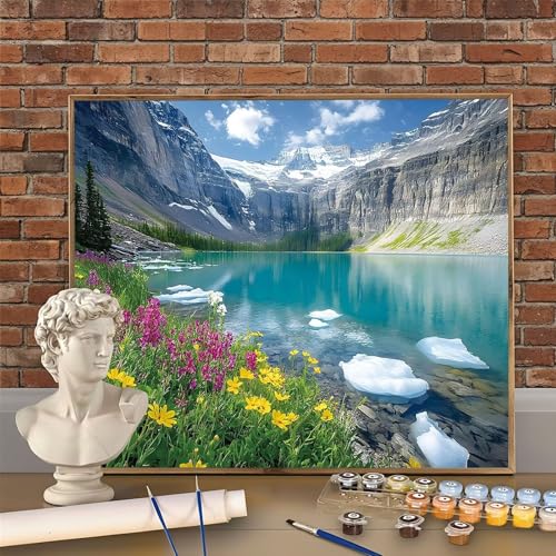 Pintura por Números para Adultos, Paisaje Paint by Numbers 45x60cm Lienzo Enrollado Sin Arrugas, Naturaleza Cuadros para Pintar por Numeros Manualidades Adultos, DIY Decoración Hogar W-O412