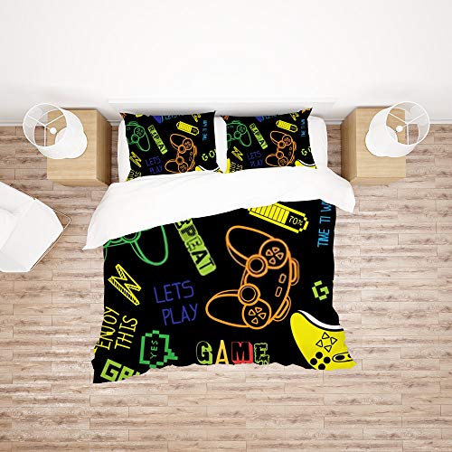 Greatest Product Bedding Sets California King Size Bright Joysticks Gaming Duvet Cover Set with 1 Duvet Cover and 2 Pillow Shams,Gifts for Girls Boys Teen,Without Comforter