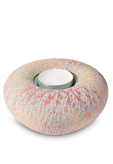 Mini urne funéraire en céramique Rainbow Red avec bougeoir intégré pour cendres
