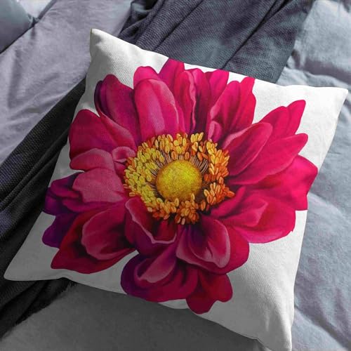 Taie d'oreiller satin fleur et housse de coussin long lin 50x50cm CEVAN 4pcs