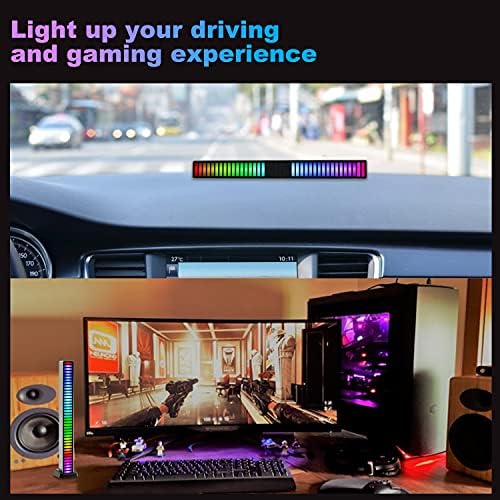 RGB Music Rhythm Light,Voice Activated LED Light,AURTEC RGB Sound Control Atmosphere Light,Upgraded 40 Bits Pick Up Light With App Control,for Gaming,Car,PC,TV,Party and More(One Piece,Silver)