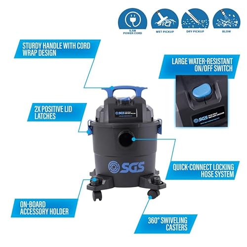 SGS 15.5 Litre Wet and Dry Vacuum Cleaner for Workshop, Multi Tool 220v 850W 7 SGS 15.5 Litre Wet and Dry Vacuum Cleaner for Workshop, Multi Tool 220v 850W - Image 7
