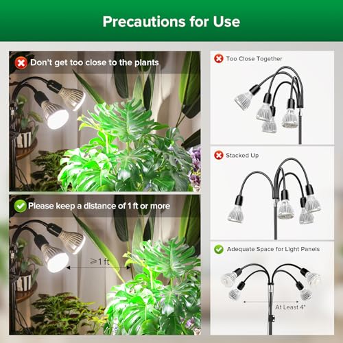 SANSI Upgraded 120W Grow Light with Adjustable Tripod Stand, 5000K 660nm Full Spectrum 900W Equiv. LED Floor Plant Light for Indoor Plants, Grow Lamp with Replaceable Bulbs for High PPFD Growing by SANSI - Image 2