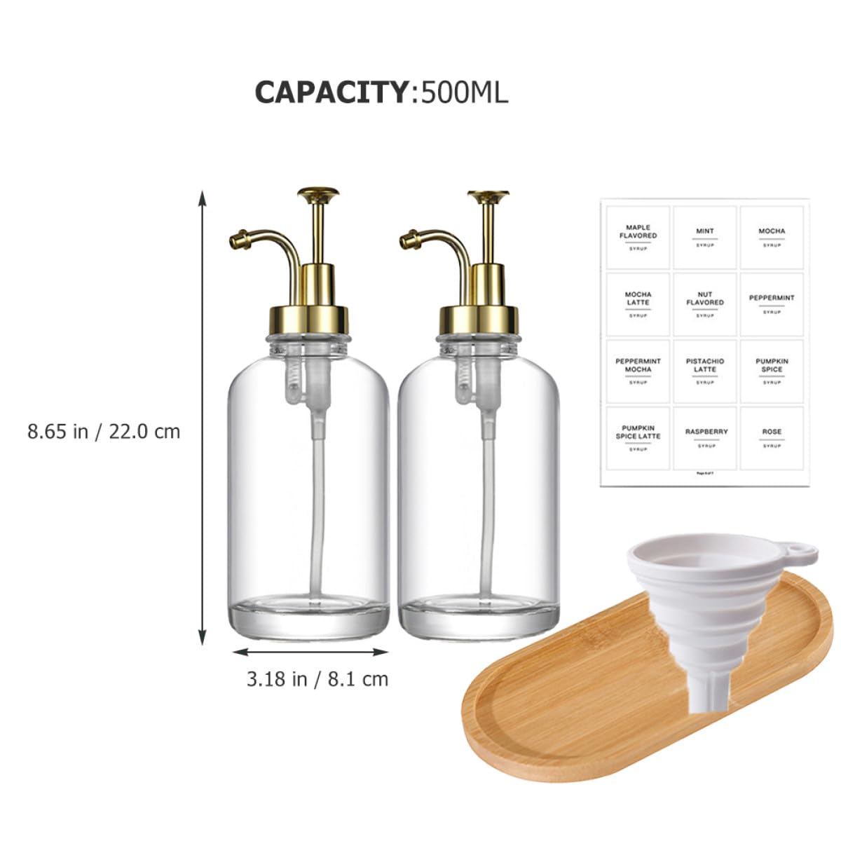 ifundom Distributeurs de Savonnette Pompe Rechargeable Lot de 2 500ml en Verre Légers et Pratiques pour Salle de Bain Cuisine