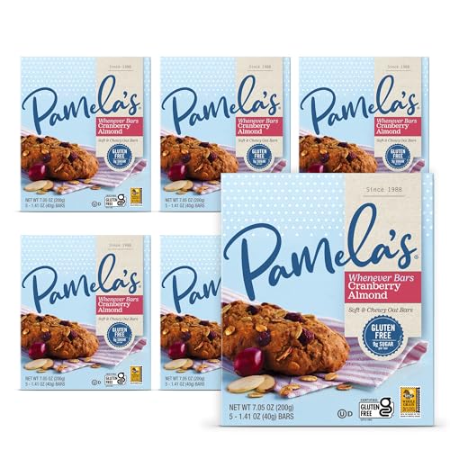 Pamela's Products Gluten Free Whenever Bars, Cranberry Almond, 5 Count Box, 7.05-Ounce (Pack of 6) - image 1
