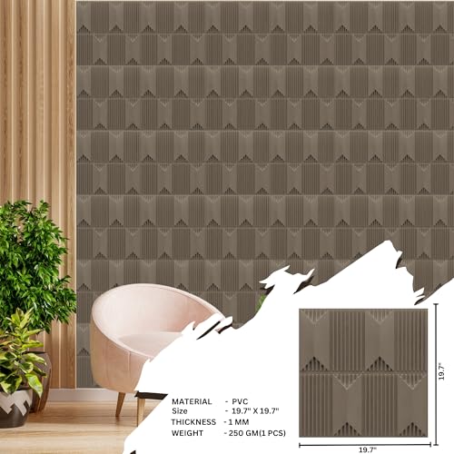 Image of Kayra Decor Wall Panels for Bedroom PVC Artisian Design Mega Graige Color 19.7 inch x 19.7 inch (Pack of 12) - Covers 32.34 Sq. Ft.