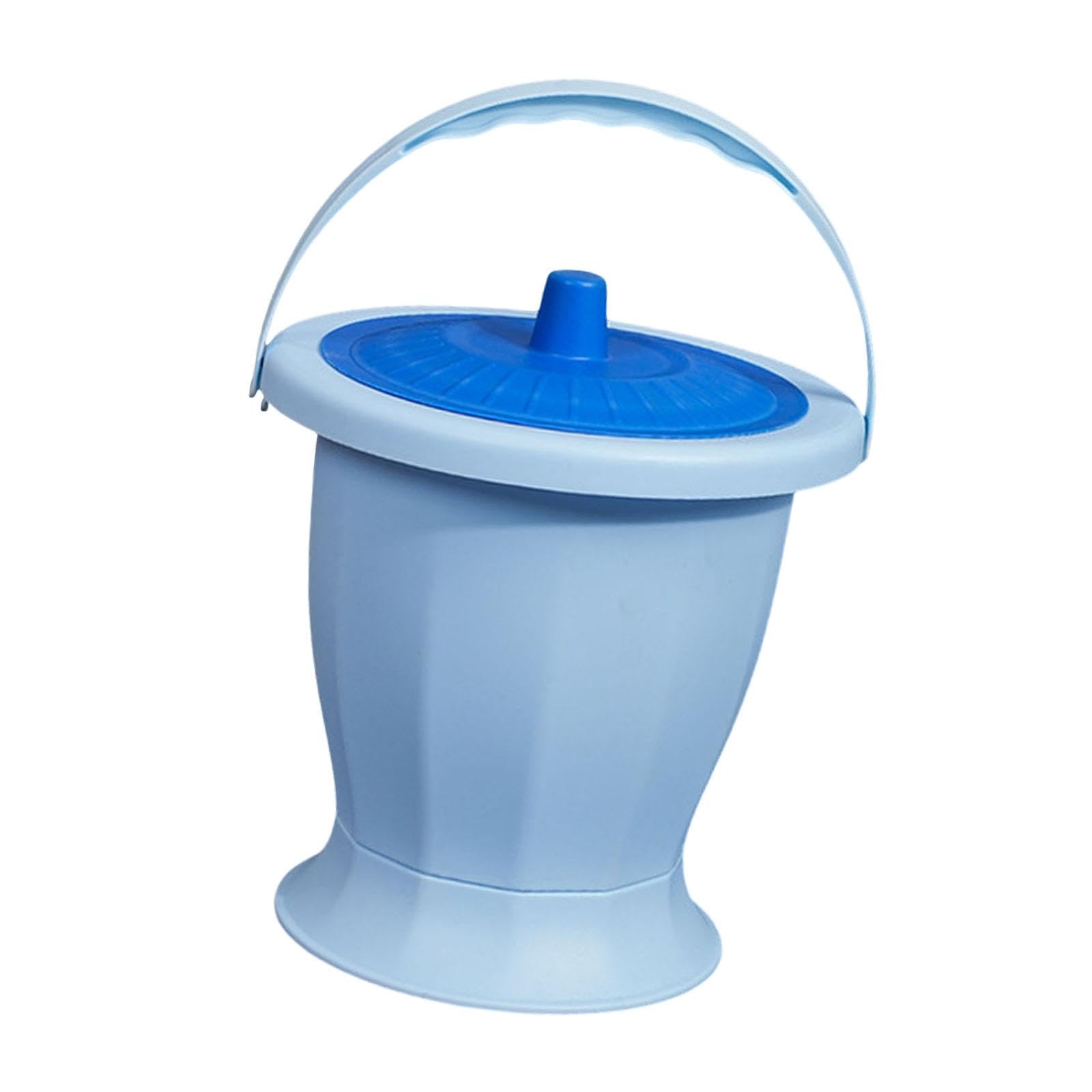 Oshhni Urinoir de nuit, bouteille d'urinoir avec couvercle, poignée, Pot de chambre pour adultes, femmes, hommes, chambre d'enfant, personnes âgées, Bleu avec anneau