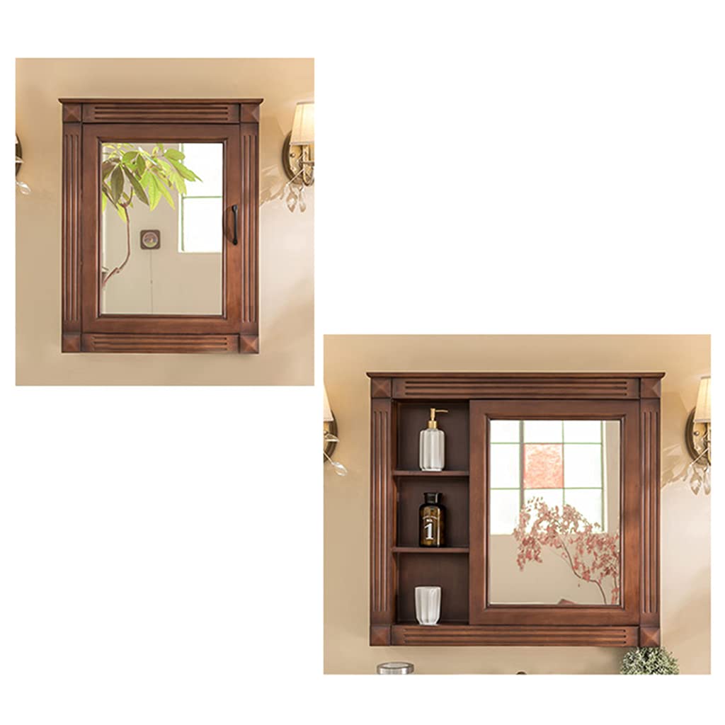 Meuble Miroir en chêne Meuble de Salle de Bain Miroir Meuble Miroir Mural Meuble de Salle de Bain en Bois Massif Meuble de Rangement en chêne