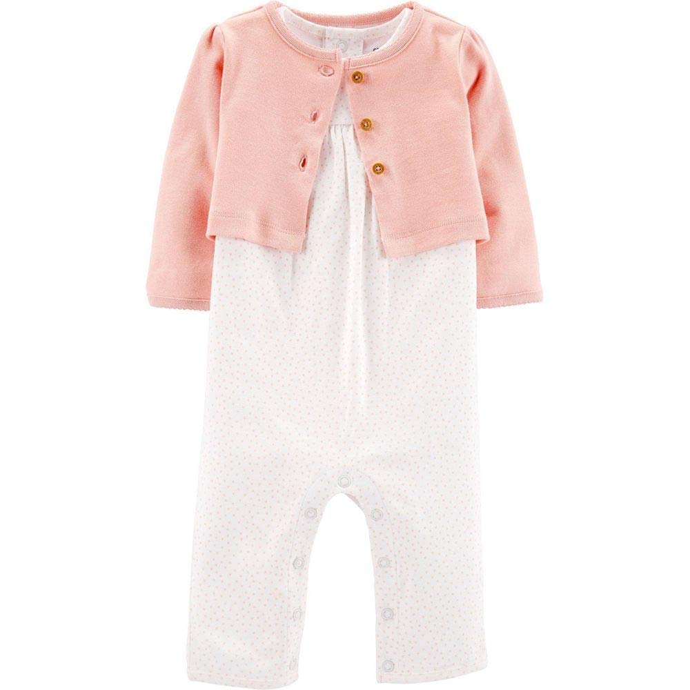 Carter's - Conjunto de Mono y Chaqueta de Punto para niña (2 Piezas), Color Rosa