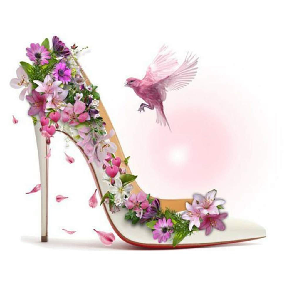 liuqian 30x30cm 5D DIY Part Drill Special-Shaped Diamond Painting Blue High Heels Diamond Embroidery Mosaic Kit Home Decor for Bead Art Wall Gift