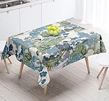 Chinoiserie Rectangle Tablecloth Mountain Landscape Oriental Art Traditional Japanese Ink Painting Table Cover Washable Polyester for Kitchen Dinning Holiday Party Home Decoration 60x90inch