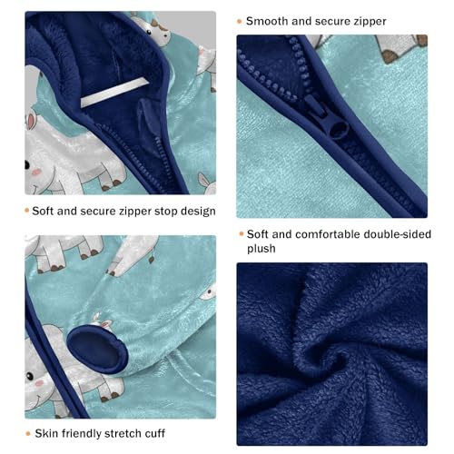 Cute Rhino and Cupcakes Toddler Fleece Jacket Girl Boys Hooded Fleece Jacket Coat Warm Outwear Zip-up 3-10T3