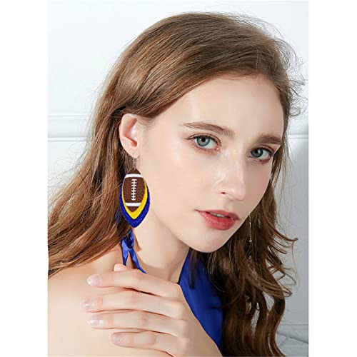 CHUNYANAN Unique Fashion Sequined Leather Football Dangle Drop Earrings for Women Sparkly Charm Tassel Football Earrings Jewelry Gift4