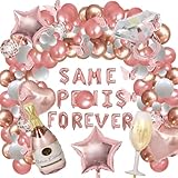 Wekayli Bachelorette Party Balloons Set with Silver 16inch Letters, Ring Balloon and Butterfly Wall Decor Hen Party Supplies Rose Gold Bridal Shower Decorations Kit