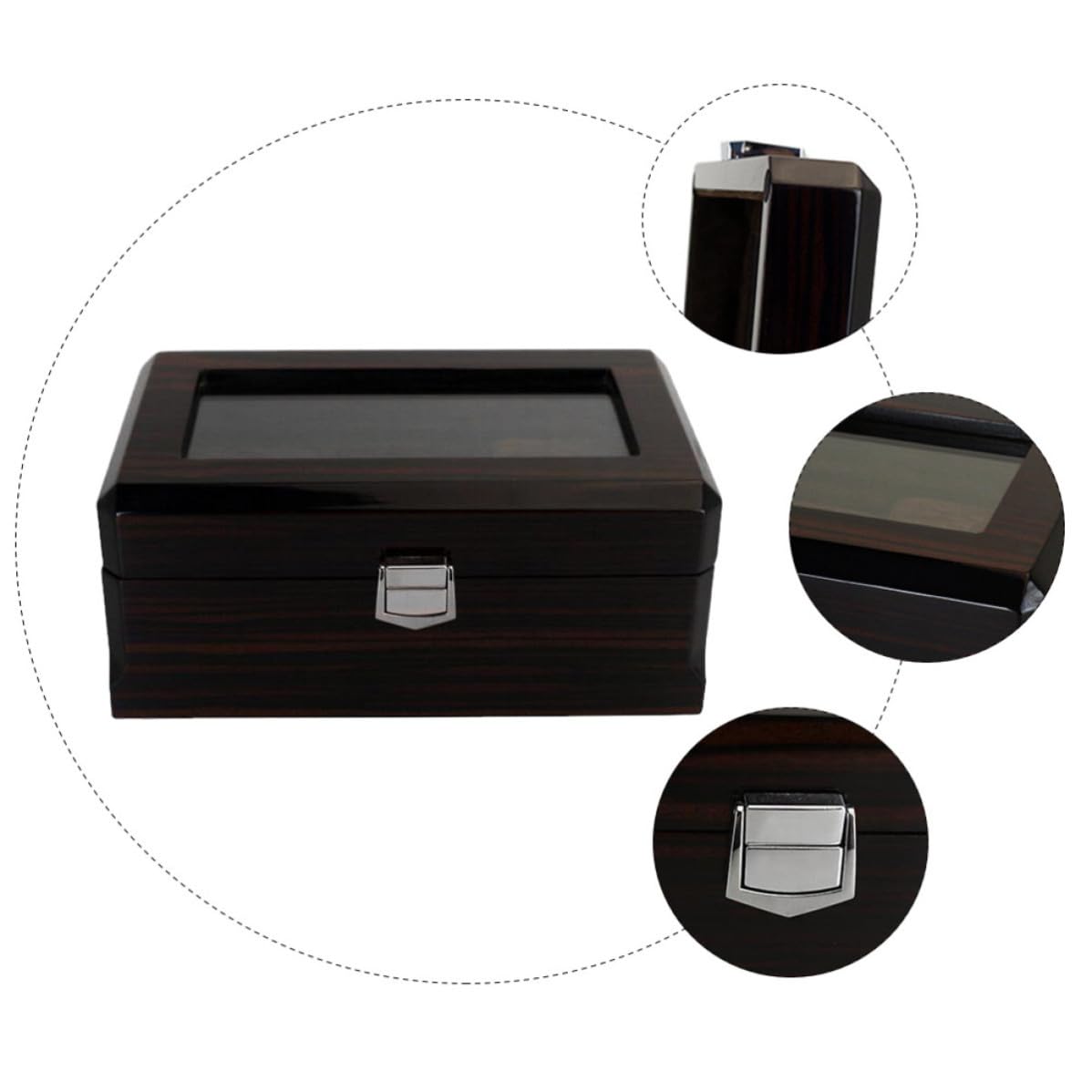 Operitacx Caja de Madera para Relojes 3 Ranuras, Expositor Vintage Negro
