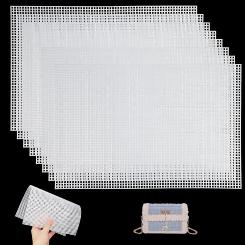 8 Feuilles de Canevas Plastique, 3mm Diamètre Du Trou Toile En Maille Plastique, 20 X 30Cm Toile Broderie, Toile Point de Croix pour Sac Bricolage Artisanat...
