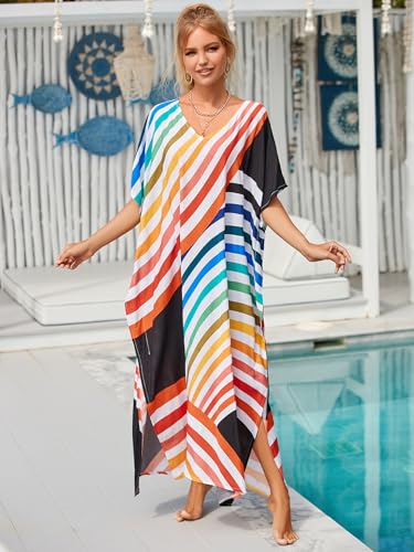 Image of Kaftan Dresses for Women Plus Size Bathing Suit Cover up Caftan Maxi Beach Dresses