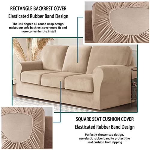 Housse de canapé velours extensible gris de qualité supérieure